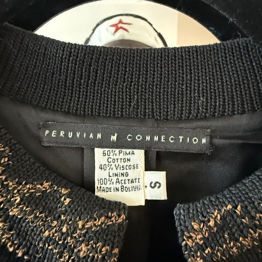 Women’s “Peruvian Connection” SZ Small Br/Bl knit jacket Pima cotton - Picture 4 of 5